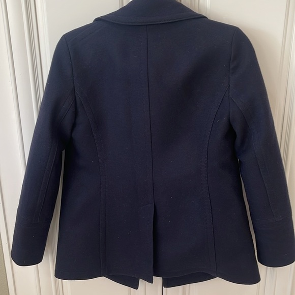 J. Crew Nello Gori Wool Cashmere Navy Bluee double breasted pea coat sz 0 - Picture 12 of 12